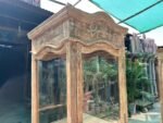 Elegant Vintage Hand-Carved Wooden Display Cabinet | Architectural Glass Showcase - Image 6