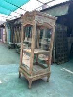 Elegant Vintage Hand-Carved Wooden Display Cabinet | Architectural Glass Showcase - Image 8