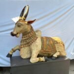 Large Wooden Nandi Figure, Bull and Vehicle of Lord Shiva