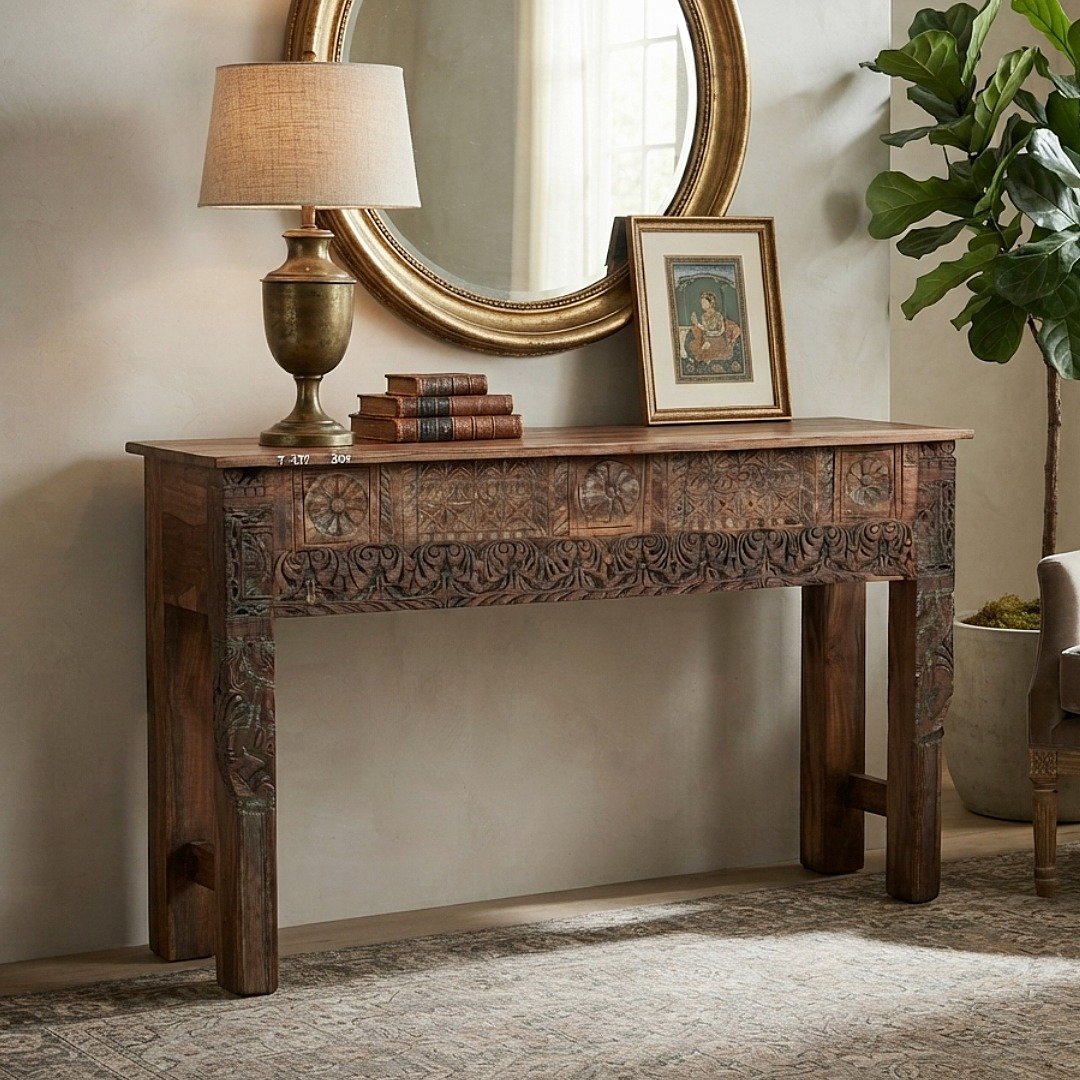 Untitled - July 14, 2026 at 16.13.49 (1) Exquisite Antique Reclaimed Wood Console Table | A Magnificent Handcrafted Statement - Image 1
