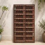 Elegant Large Vintage Teak Wood Door Panel Wall Decor