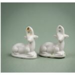 Charming Set of 2 Antique Vintage Porcelain Deer Figurines – Elegant Christmas Collectible Decorations | Timeless Ceramic Home Décor Gift