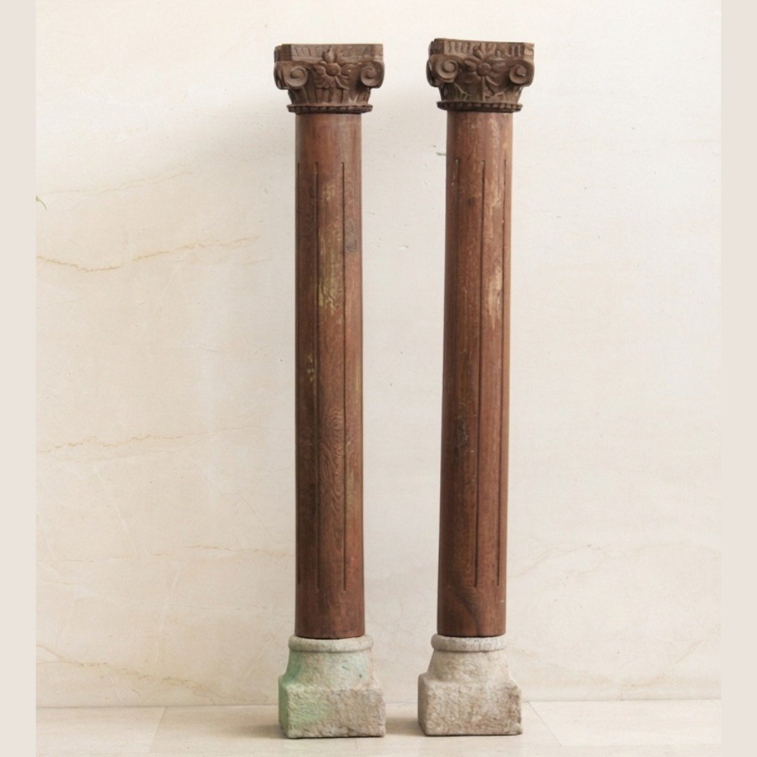 Untitled - June 24, 2026 at 16.27.18 (39) Premium Solid Wooden Columns Set of 2 | Elegant Handcrafted Decorative Pillars for Home Décor - Image 1