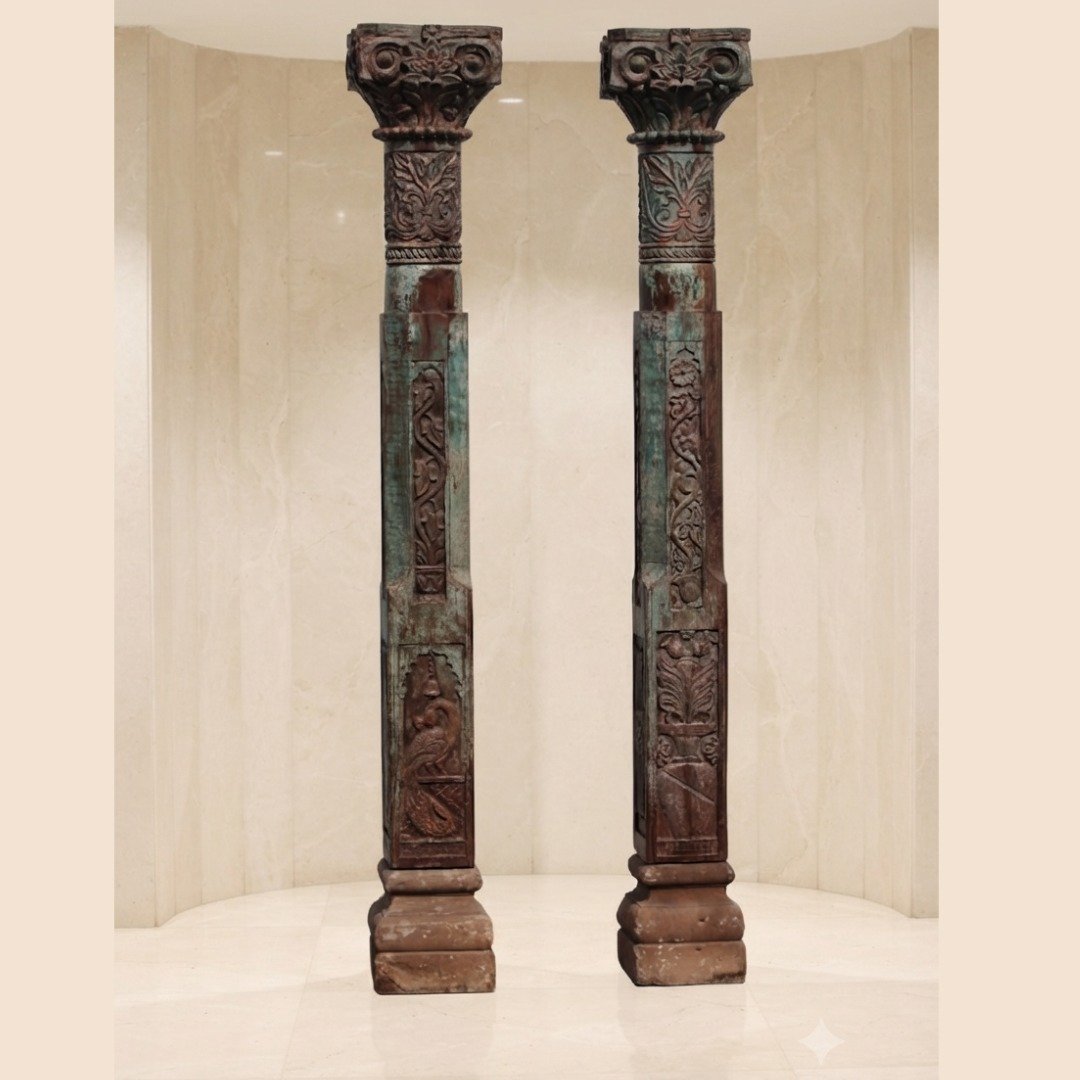 Untitled - June 24, 2026 at 16.27.18 (42) Premium Solid Wooden Columns Set of 2 | Elegant Handcrafted Decorative Pillars for Home Décor - Image 1