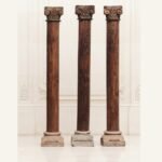 Majestic Set of 3 Handcrafted 8.6 Feet Long Teak Wood Pillars – Luxury Wooden Architectural Columns