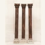 Majestic Set of 3 Handcrafted 7.8 Feet Long Teak Wood Pillars – Luxury Wooden Architectural Columns