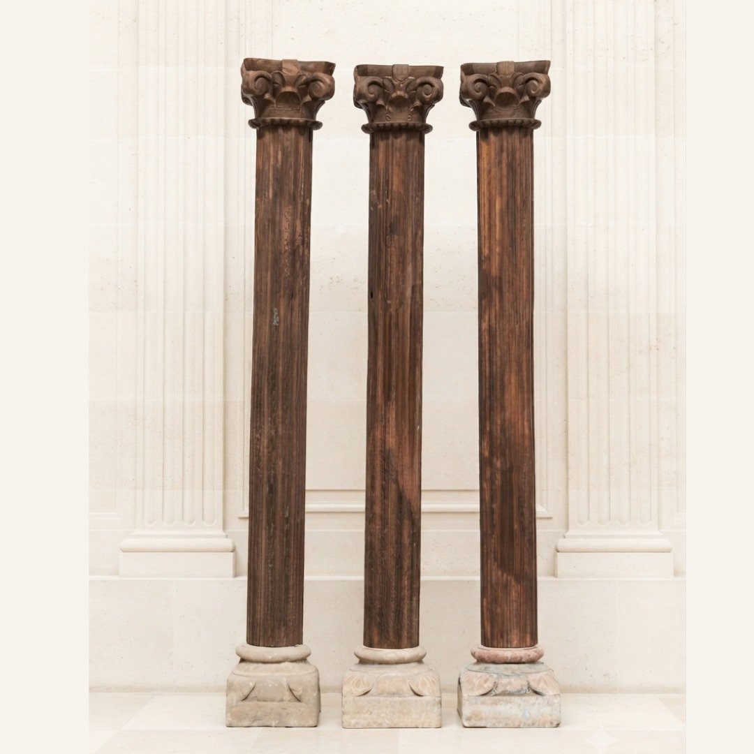 Untitled - June 24, 2026 at 16.27.18 (45) Majestic Set of 3 Handcrafted 7.8 Feet Long Teak Wood Pillars – Luxury Wooden Architectural Columns - Image 1