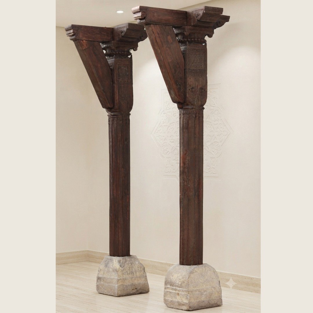 Untitled - June 24, 2026 at 16.27.18 (48) Premium 9.5 Feet Teak Wood Pillars Set of 2 – Handcrafted Durable Decorative Wooden Columns - Image 1