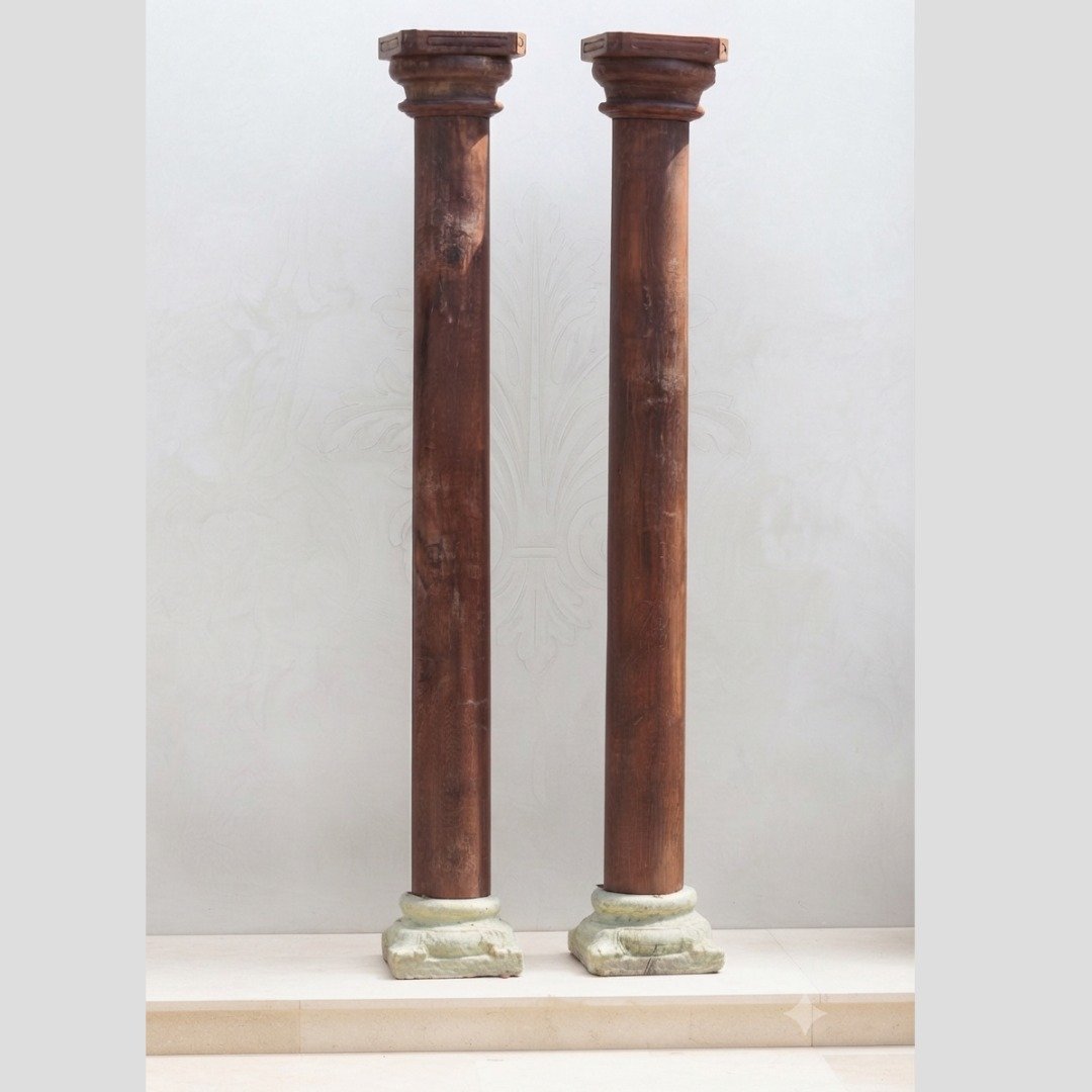 Untitled - June 24, 2026 at 16.27.18 (50) Premium Solid Teak Wood Columns Set of 2 – Timeless Handcrafted Decorative Pillars - Image 1