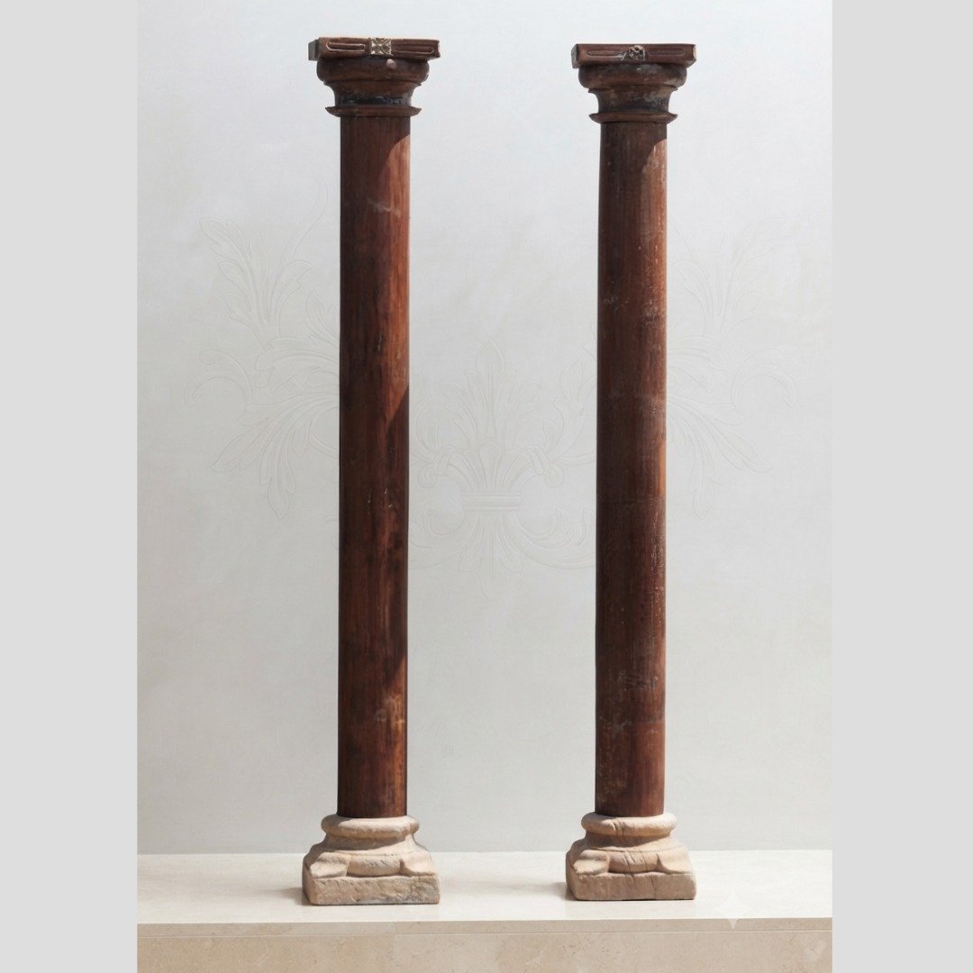 Untitled - June 24, 2026 at 16.27.18 (51) Premium Solid Teak Wood Columns Set of 2 – Timeless Handcrafted Decorative Pillars - Image 1