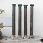 Premium 7.5 Ft Solid Teak Wood Columns Set of 4 – Handcrafted Decorative Wooden Pillars for Home Décor