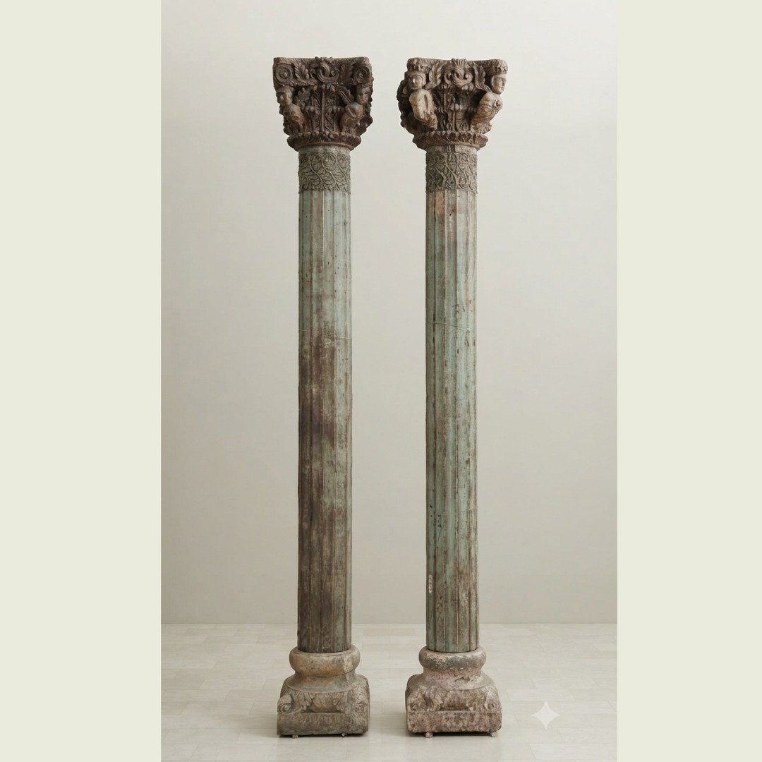Untitled - June 24, 2026 at 16.27.18 (56) Premium Handcrafted Wooden Columns Set of 2 | Elegant Solid Wood Decorative Pillars for Home Décor - Image 1