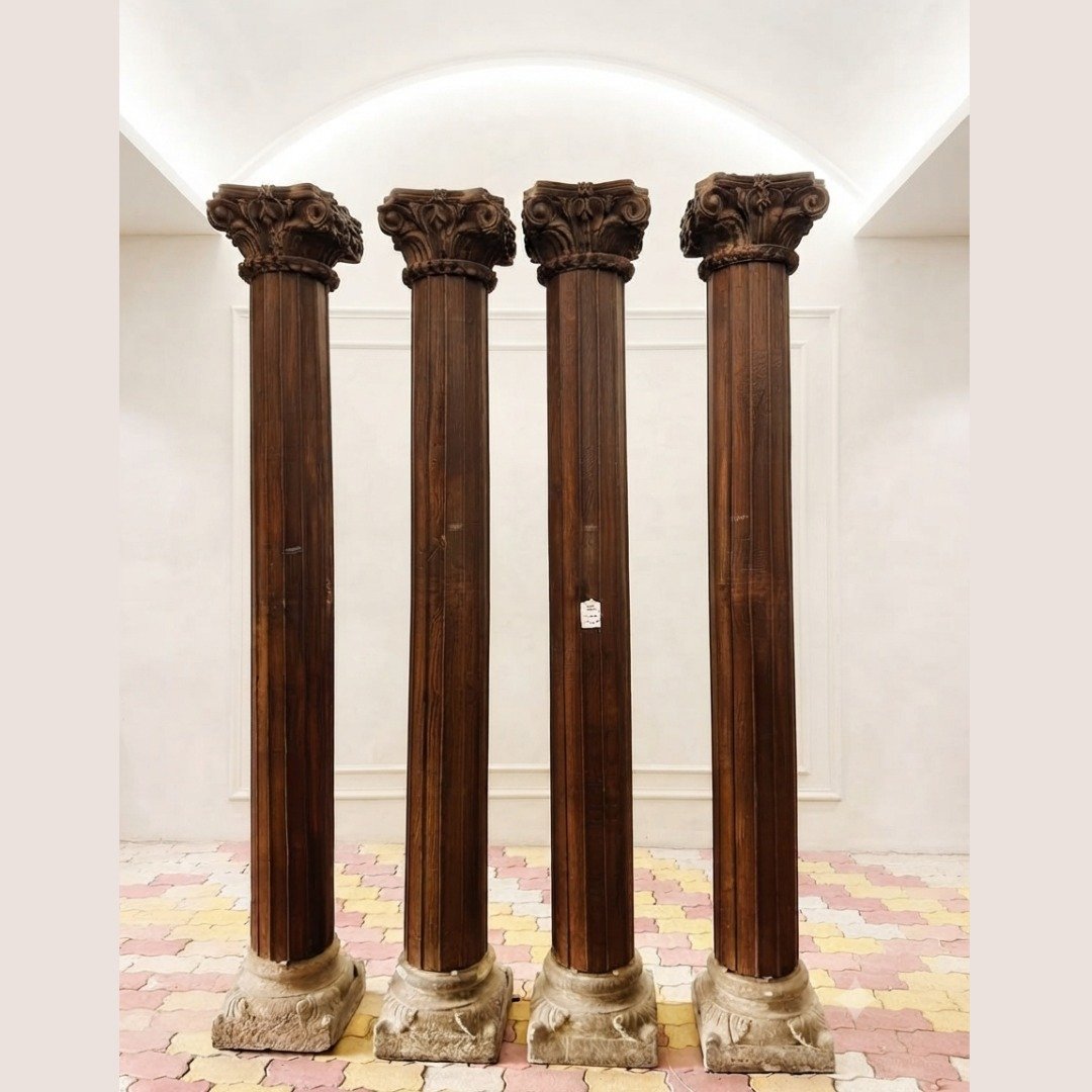 Untitled - June 24, 2026 at 16.27.18 (57) Premium Handcrafted Wooden Columns Set of 4 | Elegant Solid Wood Decorative Pillars for Home Décor - Image 1