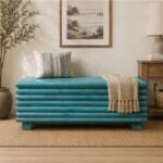 Your Home Wooden Trunk, Reclaimed Blue 46" Wide Ottoman Bench