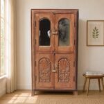 Your Home Vintage Hand-Carved Wooden Storage Cabinet – Rustic Home Accent