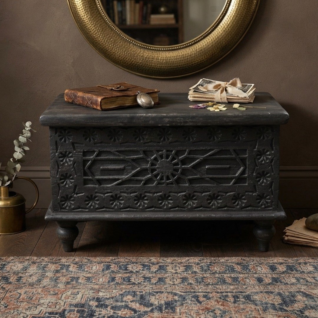 Untitled - September 18, 2024 at 12.24.31 (9) Your Home Wooden Keepsake Storage Box Handcrafted Carved Design 2 ft Memory Organization - Image 1