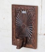 Vintage Hand-Carved Wooden Wall Hanging Candle Holder Panel - Image 3