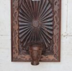 Vintage Hand-Carved Wooden Wall Hanging Candle Holder Panel - Image 4
