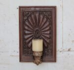 Magnificent  Wall Hanging Candle Holder Panel - 16.5 " Vintage Hand-Carved Wooden Shelf - Image 2