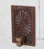 Magnificent  Wall Hanging Candle Holder Panel - 16.5 " Vintage Hand-Carved Wooden Shelf - Image 4