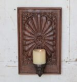 Magnificent  Wall Hanging Candle Holder Panel - 16.5 " Vintage Hand-Carved Wooden Shelf - Image 2