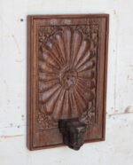 Magnificent  Wall Hanging Candle Holder Panel - 16.5 " Vintage Hand-Carved Wooden Shelf - Image 3