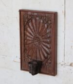 Magnificent  Wall Hanging Candle Holder Panel - 16.5 " Vintage Hand-Carved Wooden Shelf - Image 4