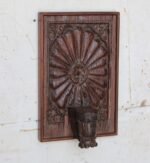 Magnificent  Wall Hanging Candle Holder Panel - 16.5 " Vintage Hand-Carved Wooden Shelf - Image 3