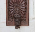 Magnificent  Wall Hanging Candle Holder Panel - 16.5 " Vintage Hand-Carved Wooden Shelf - Image 5