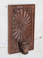 Magnificent  Wall Hanging Candle Holder Panel - 17" Vintage Hand-Carved Wooden Shelf - Image 2