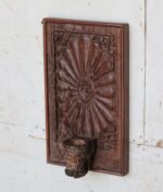 Magnificent  Wall Hanging Candle Holder Panel - 17" Vintage Hand-Carved Wooden Shelf - Image 3