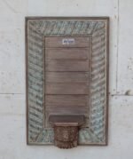 Exquisite Hand-Carved Rustic Wooden Wall Panel with Decorative Shelf | 22" Vintage Blue Patina Finish | Elegant Farmhouse Wall Décor - Image 2