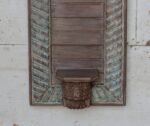 Exquisite Hand-Carved Rustic Wooden Wall Panel with Decorative Shelf | 22" Vintage Blue Patina Finish | Elegant Farmhouse Wall Décor - Image 3