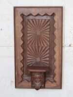 Exquisite Hand-Carved Wooden Wall Panel with Decorative Shelf | 28" Elegant Farmhouse Wall Décor - Image 2