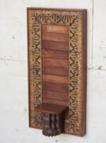 Exquisite Hand-Carved Wooden Wall Panel with Decorative Shelf | 2.6 ft Elegant Farmhouse Wall Décor - Image 5