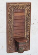 Exquisite Hand-Carved Wooden Wall Panel with Decorative Shelf | 2.6 ft Elegant Farmhouse Wall Décor - Image 4