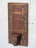 Exquisite Hand-Carved Wooden Wall Panel with Decorative Shelf | 2.6 ft Elegant Farmhouse Wall Décor - Image 5