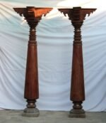 Magnificent Ornate Pair Of Antique Indian Pillars With Stone Base - Image 2