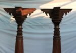 Magnificent Ornate Pair Of Antique Indian Pillars With Stone Base - Image 3