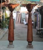 Magnificent Ornate Pair Of Antique Indian Pillars With Stone Base - Image 6