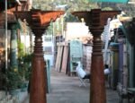 Magnificent Ornate Pair Of Antique Indian Pillars With Stone Base - Image 7