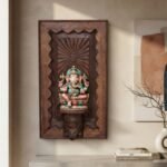 Exquisite Hand-Carved Wooden Wall Panel with Decorative Shelf | 28" Elegant Farmhouse Wall Décor
