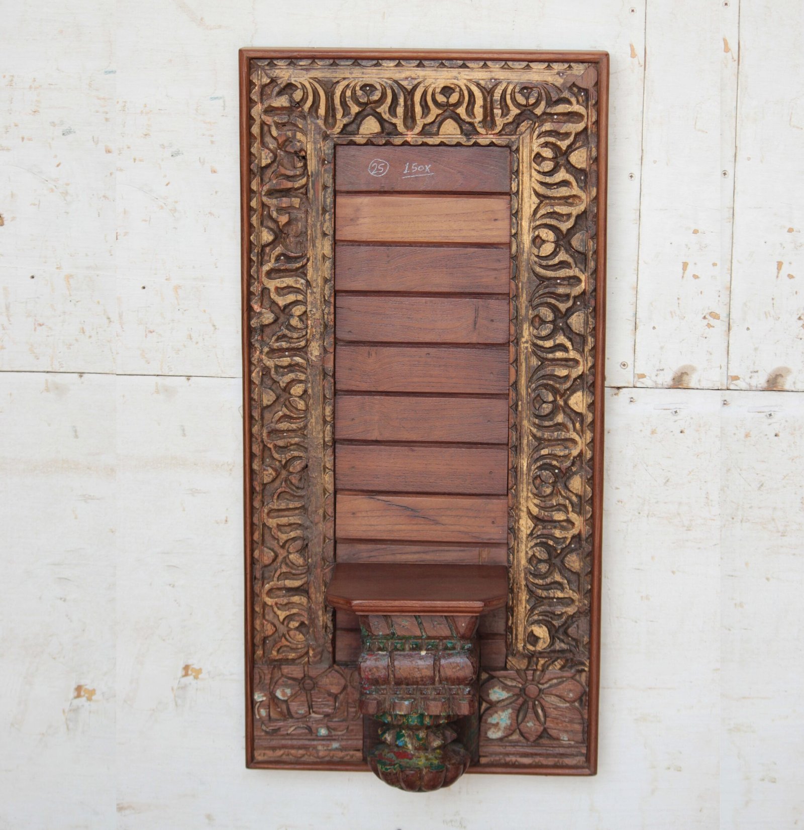 Untitled - August 06, 2026 at 12.59.05 (7) Exquisite Hand-Carved Wooden Wall Panel with Decorative Shelf | 2.6 ft Elegant Farmhouse Wall Décor - Image 1