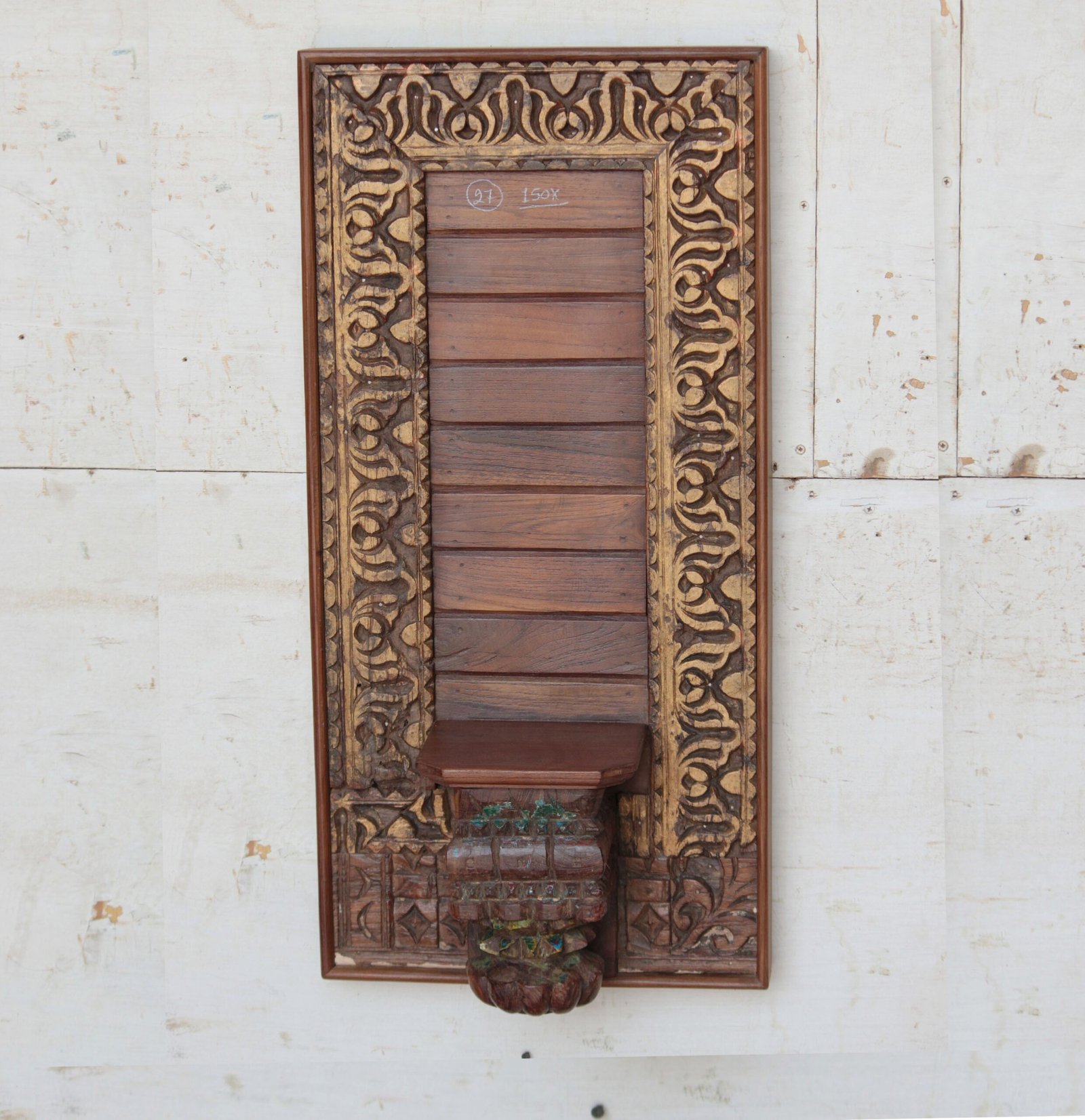 Untitled - August 06, 2026 at 12.59.05 (9) Magnificent Carved Vintage Wooden Wall Shelf Panel - 2.6 ft Tall Elegant Wall Decor - Image 1