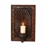 Magnificent Hand-Carved Rustic Wooden Candle Sconce - 20 Inch Eclectic Wall Art Decor