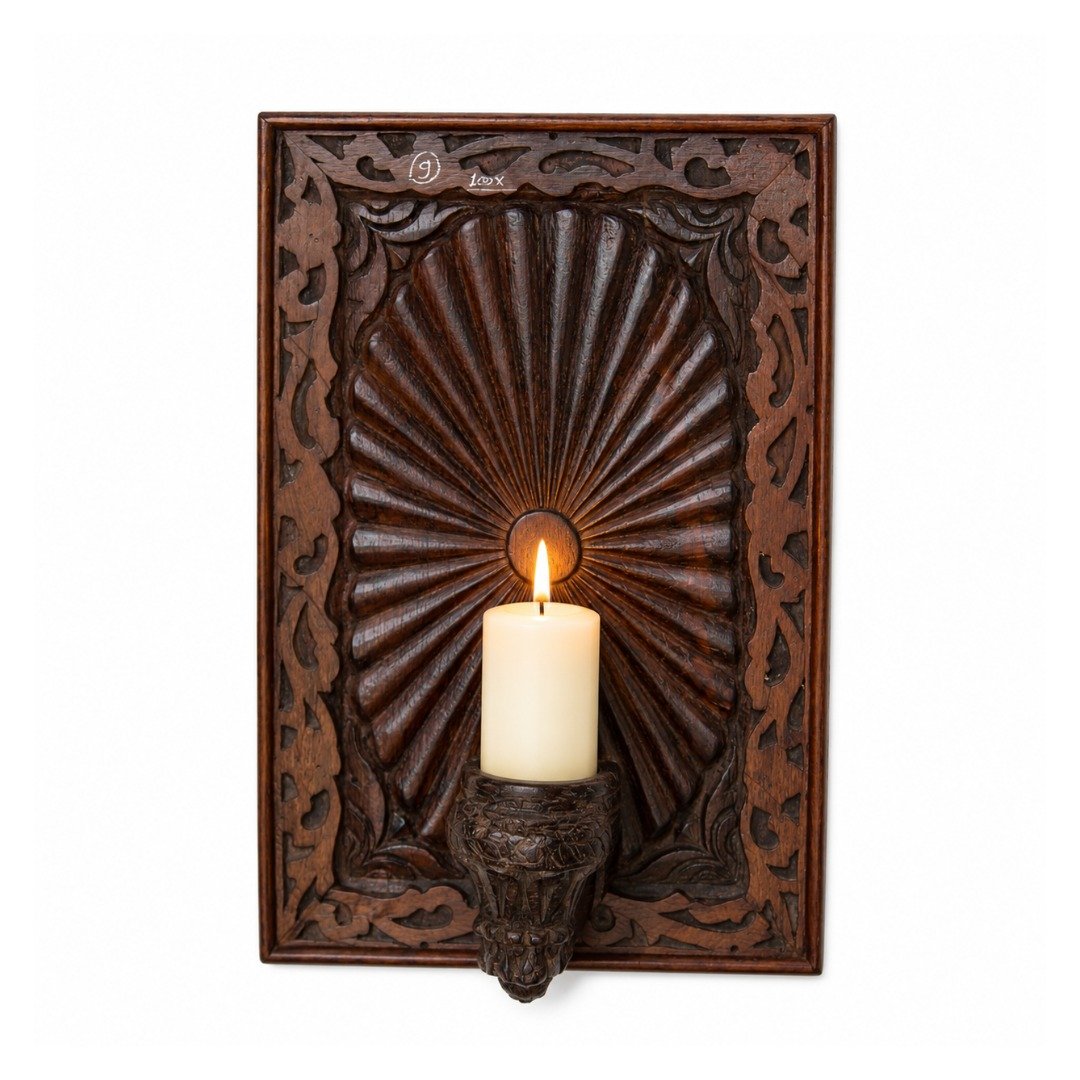 Untitled - September 18, 2024 at 12.24.31 (29) Magnificent Hand-Carved Rustic Wooden Candle Sconce - 20 Inch Eclectic Wall Art Decor - Image 1