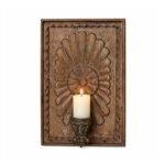 Vintage Hand-Carved Wooden Wall Hanging Candle Holder Panel