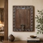 Magnificent  Wall Hanging Candle Holder Panel - 19" Vintage Hand-Carved Wooden Shelf