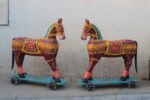 Majestic Handcrafted Wooden Horse Sculpture Pair – 3 ft Powerful Royal Heritage Decor - Image 2