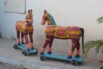 Majestic Handcrafted Wooden Horse Sculpture Pair – 3 ft Powerful Royal Heritage Decor - Image 4